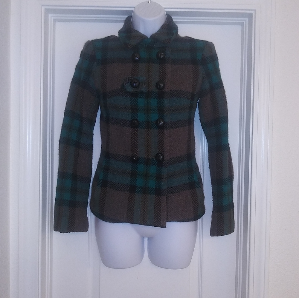 L.A.M.B Gwen Stefani Plaid Wool Peacoat Jacket